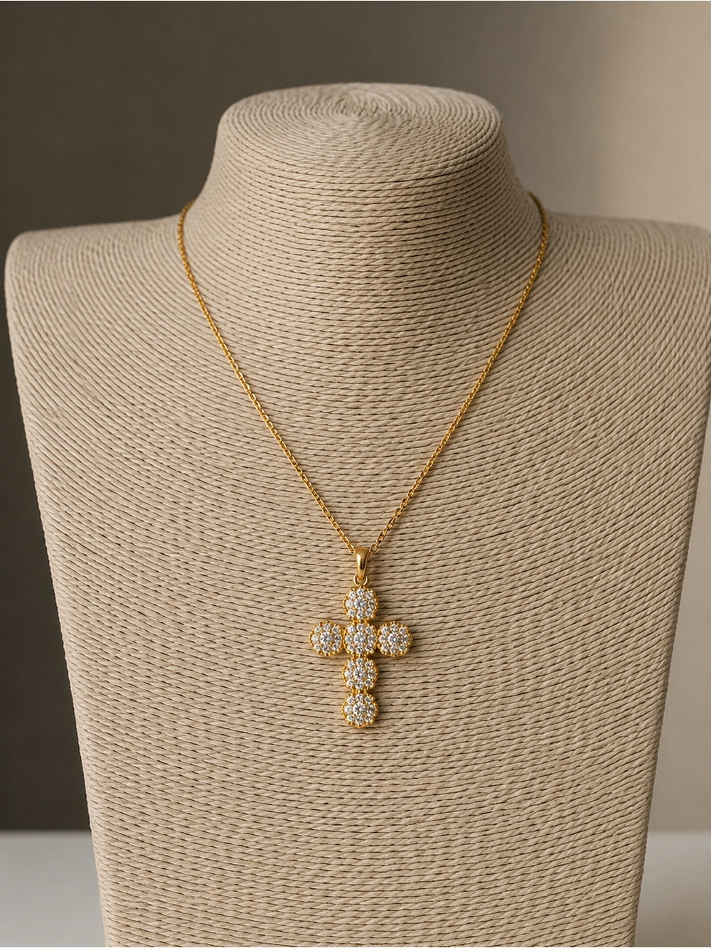 18k Gold Crystal Cluster Cross Necklace - Women's Jewelry